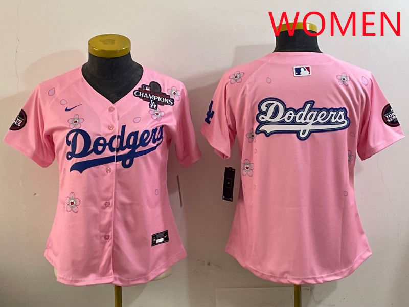 Women Los Angeles Dodgers Blank Pink Sakura Edition 2025 Nike MLB Jersey style 14